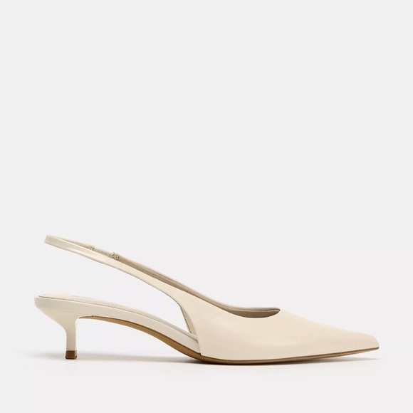 Zara Shoes - Zara Shimmering Cream Slingback Heels